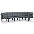 vidaXL 6 Piece Patio Lounge Set Black and Gray Poly Rattan