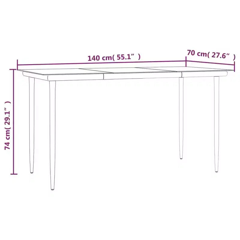 vidaXL Garden Dining Set Black Poly Rattan, Steel, Tempered Glass - 55.1 Table Length 4 Items