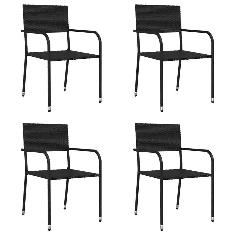 vidaXL Garden Dining Set Black Poly Rattan, Steel, Tempered Glass - 55.1 Table Length 4 Items