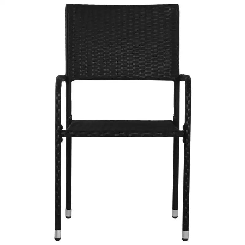 vidaXL Garden Dining Set Black Poly Rattan, Steel, Tempered Glass - 55.1 Table Length 4 Items
