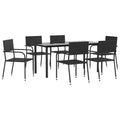 vidaXL Garden Dining Set Black Poly rattan and Steel Standard Stacking - 63 table length 6