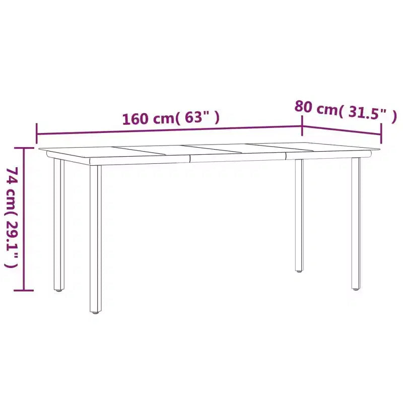 vidaXL Juego de comedor de jardín de ratán sintético y acero negro, apilable estándar - 63 de longitud de mesa 6