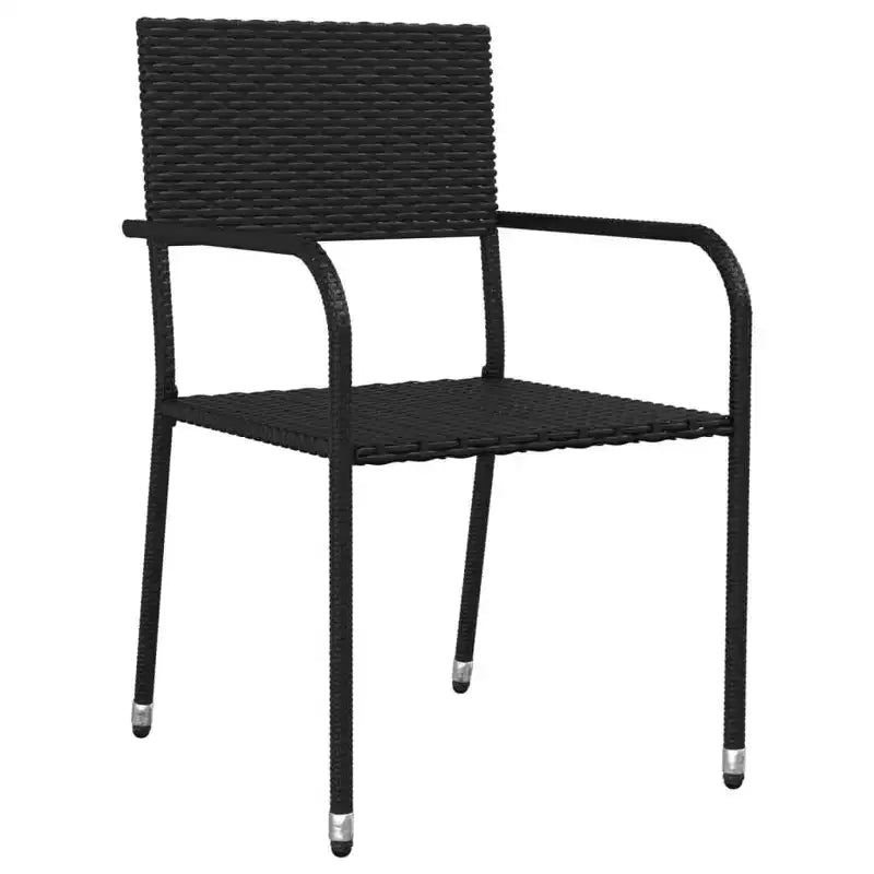 vidaXL Juego de comedor de jardín de ratán sintético y acero negro, apilable estándar - 63 de longitud de mesa 6