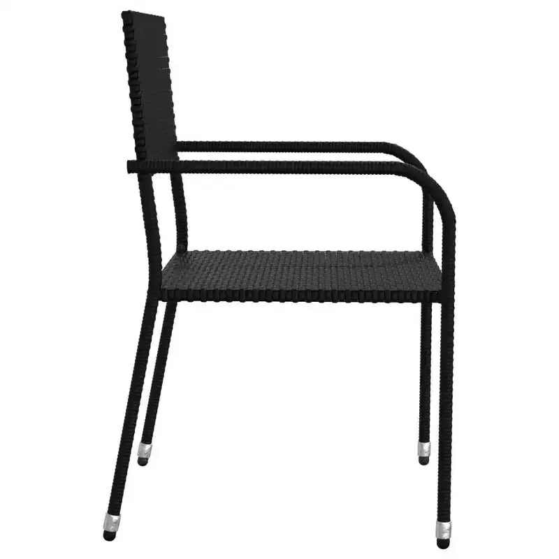 vidaXL Juego de comedor de jardín de ratán sintético y acero negro, apilable estándar - 63 de longitud de mesa 6