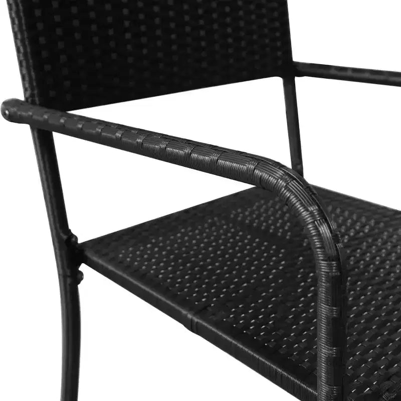 vidaXL Juego de comedor de jardín de ratán sintético y acero negro, apilable estándar - 63 de longitud de mesa 6