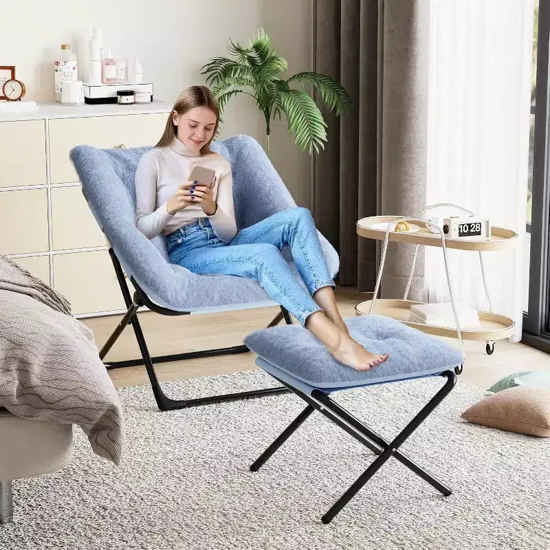 Lazy Sofa Chair with Plush Rabbit Fur Upholstery, Ultra-Comfortable and Cozy Lounge Chair for Living Room, Indoor Relaxing Seat with Soft, for Home