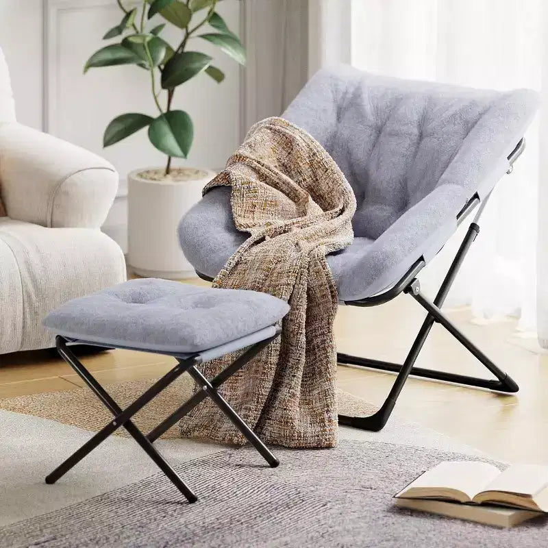 Lazy Sofa Chair with Plush Rabbit Fur Upholstery, Ultra-Comfortable and Cozy Lounge Chair for Living Room, Indoor Relaxing Seat with Soft, for Home