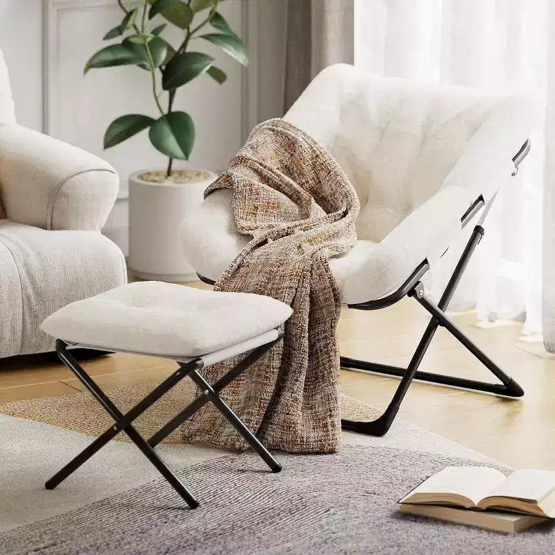 Lazy Sofa Chair with Plush Rabbit Fur Upholstery, Ultra-Comfortable and Cozy Lounge Chair for Living Room, Indoor Relaxing Seat with Soft, for Home
