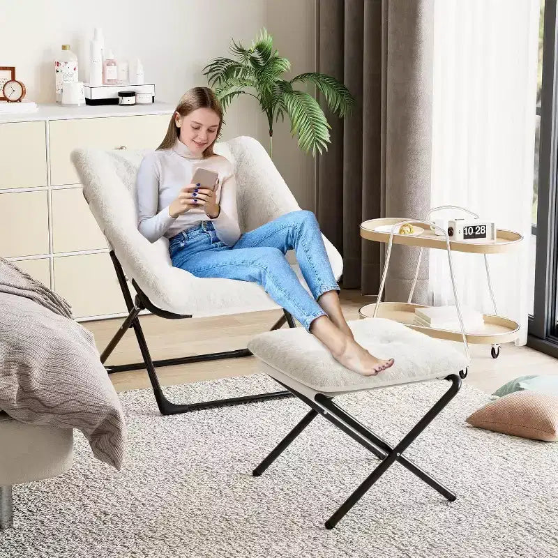 Lazy Sofa Chair with Plush Rabbit Fur Upholstery, Ultra-Comfortable and Cozy Lounge Chair for Living Room, Indoor Relaxing Seat with Soft, for Home