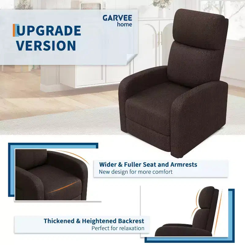 Recliner Chair for Adults, Adjustable Single Sofa, Enhanced with Side Pocket, Tall Back, Wide Arms & Padded Seat, Home Seating for Living Room