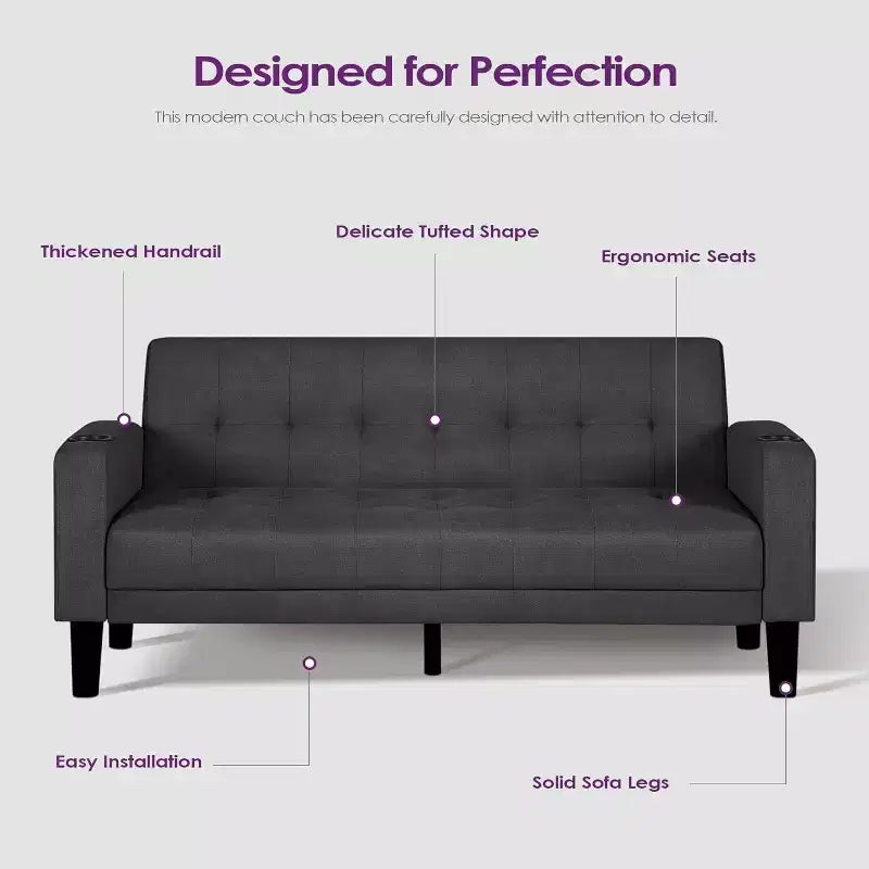 TYBOATLE 2-Piece Sofa Couch, Modern Linen Upholstered Sofa, 2-Piece Set (Loveseat & Chair) Sofa with Deep Seats for Living Room,Dark Gray