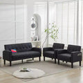 TYBOATLE 3-Piece Sofa Couch, Modern Linen Upholstered Sofa, 3-Piece Set (Loveseat & Chair) Sofa with Deep Seats for Living Room,Black