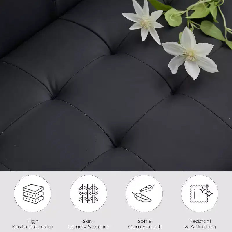 TYBOATLE 3-Piece Sofa Couch, Modern Linen Upholstered Sofa, 3-Piece Set (Loveseat & Chair) Sofa with Deep Seats for Living Room,Black