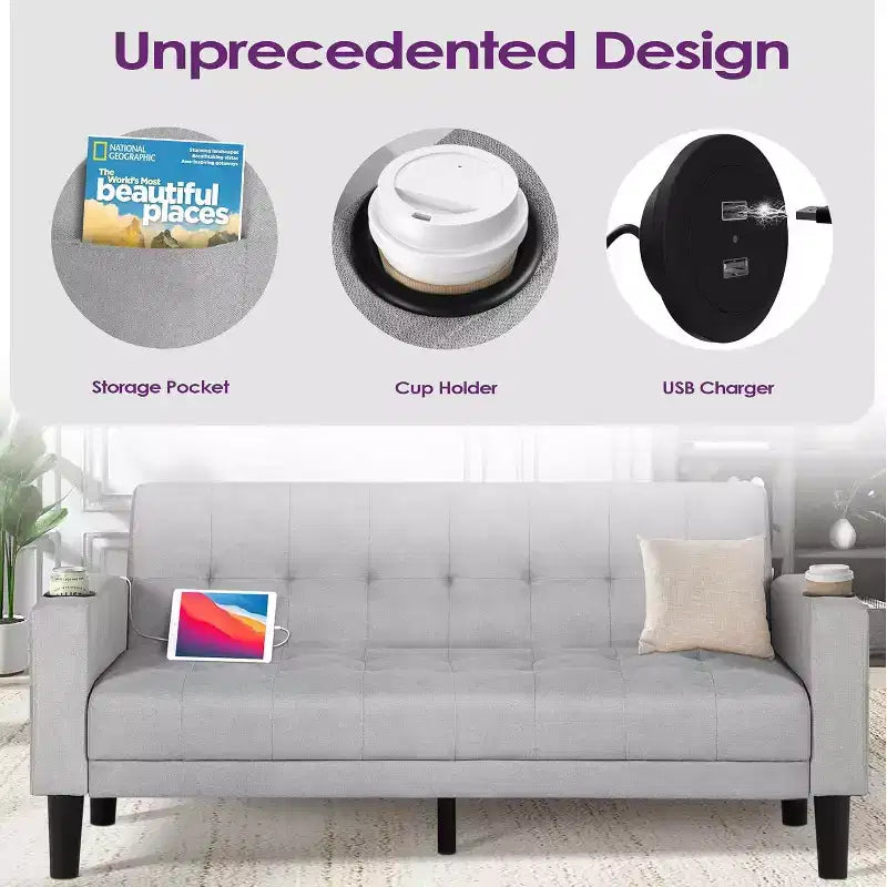 TYBOATLE 2-Piece Sofa Couch, Modern Linen Upholstered Sofa, 2-Piece Set (Loveseat & Chair) Sofa with Deep Seats for Living Room,Light Gray