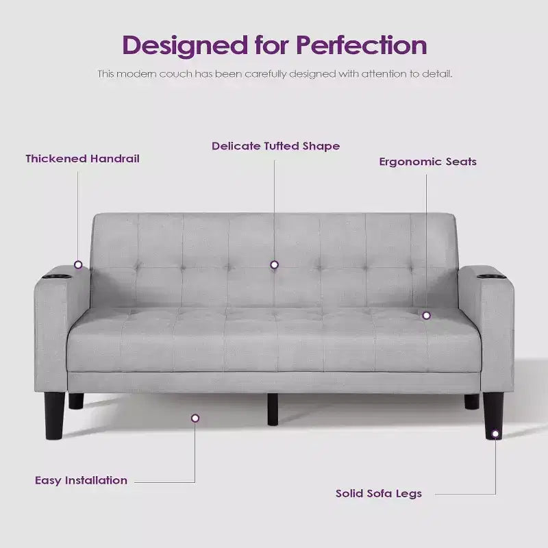 TYBOATLE 2-Piece Sofa Couch, Modern Linen Upholstered Sofa, 2-Piece Set (Loveseat & Chair) Sofa with Deep Seats for Living Room,Light Gray