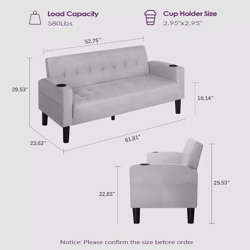 TYBOATLE 2-Piece Sofa Couch, Modern Linen Upholstered Sofa, 2-Piece Set (Loveseat & Chair) Sofa with Deep Seats for Living Room,Light Gray