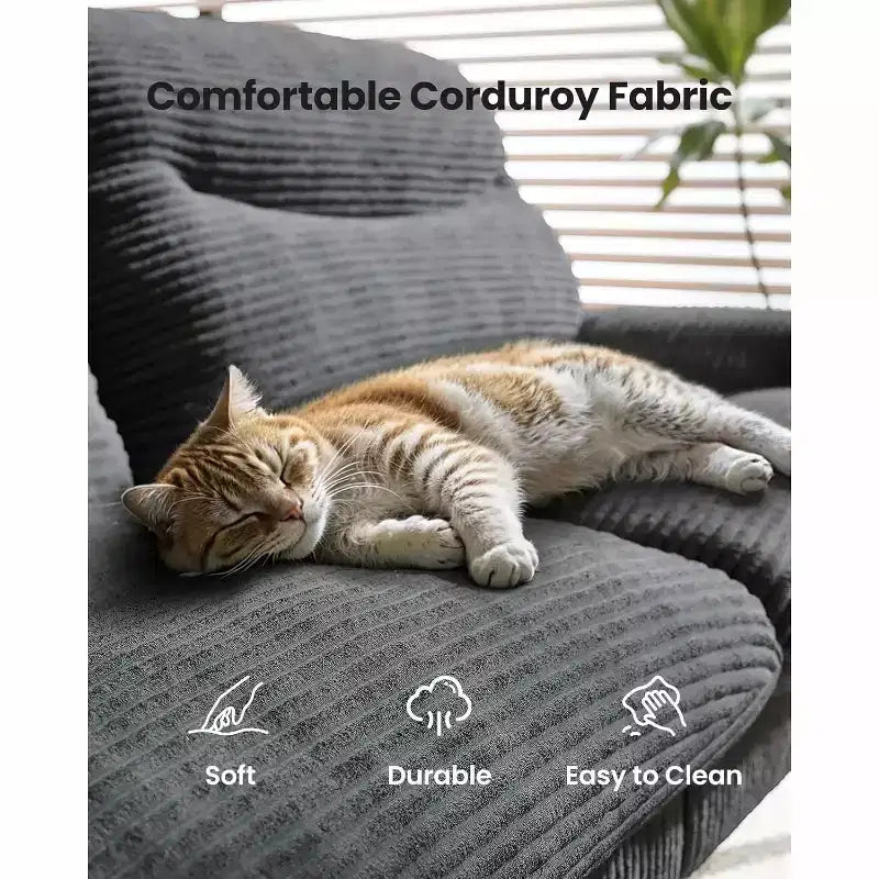 75 In Futon Sofa Bed, 3-in-1 Futon Couch w/Adjustable Backrest Armrests, Corduroy Convertible Sleeper Sofa Bed