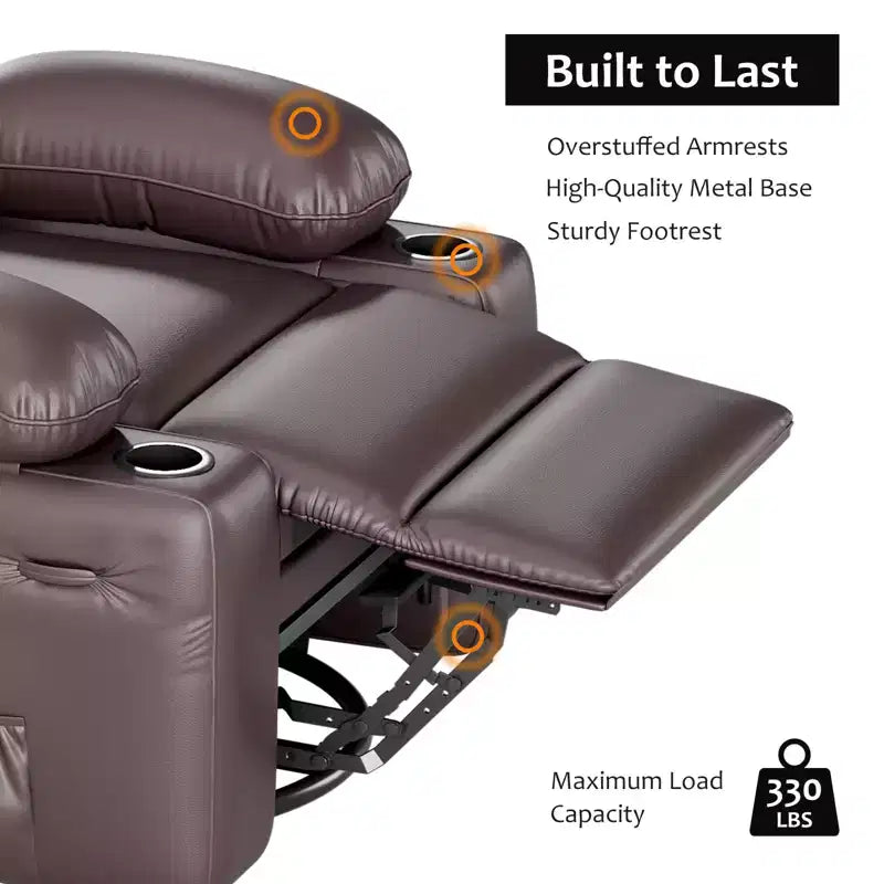 COZONY Manual Recliner Chair for Adults, PU Leather Single Sofa with Extra-Wide Seat & Ergonomic Support for Living Room, Bedroom, Nursery