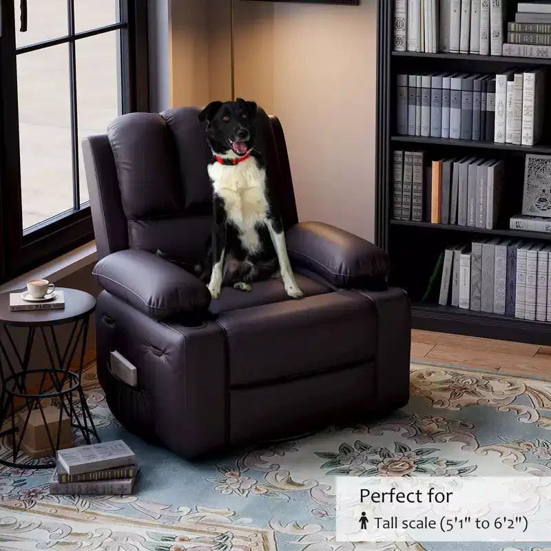 COZONY Manual Recliner Chair for Adults, PU Leather Single Sofa with Extra-Wide Seat & Ergonomic Support for Living Room, Bedroom, Nursery