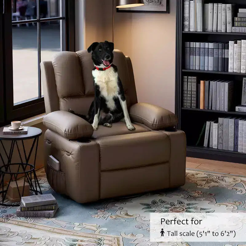 COZONY Manual Recliner Chair for Adults, PU Leather Single Sofa with Extra-Wide Seat & Ergonomic Support for Living Room, Bedroom, Nursery