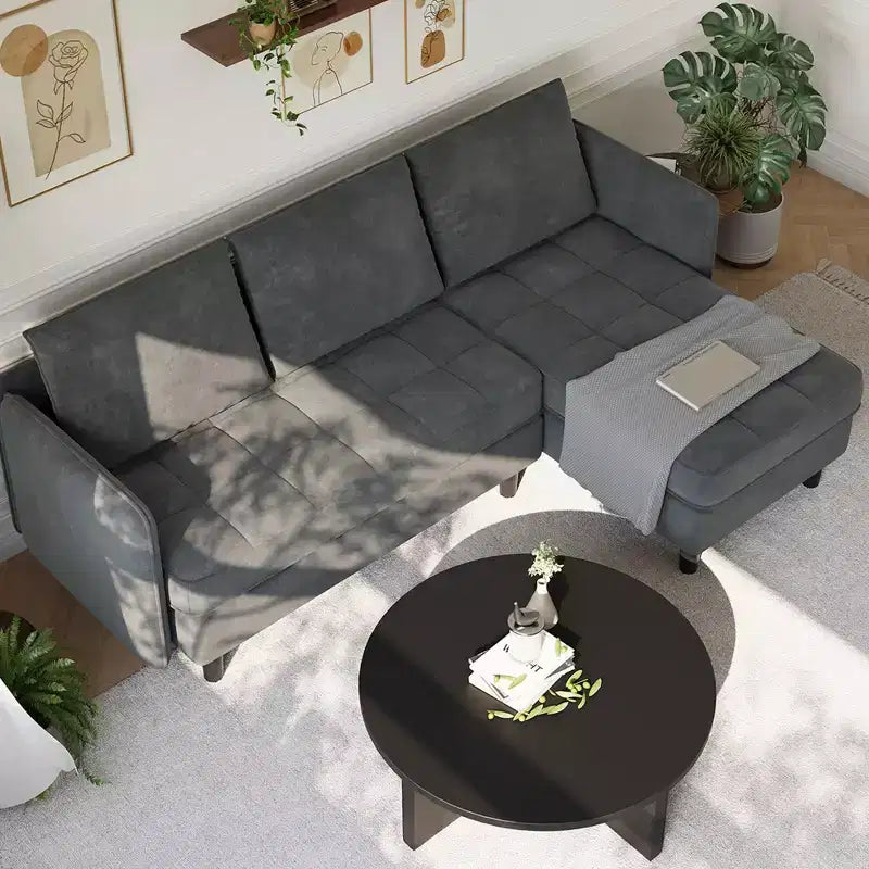 Modern Reversible 3-Seat Sofa, Convertible Sectional Couch, L-Shaped Storage Sofa, Space-Saving for Living Room