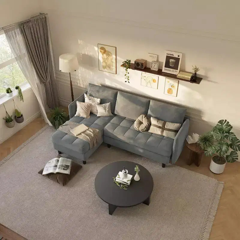 Modern Reversible 3-Seat Sofa, Convertible Sectional Couch, L-Shaped Storage Sofa, Space-Saving for Living Room