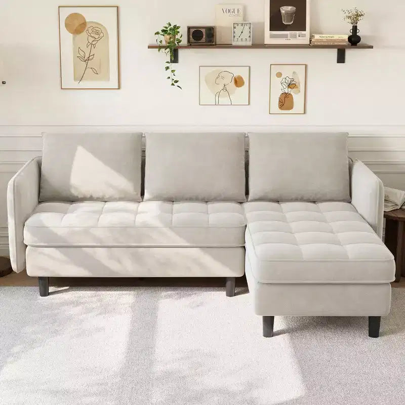Modern Reversible 3-Seat Sofa, Convertible Sectional Couch, L-Shaped Storage Sofa, Space-Saving for Living Room