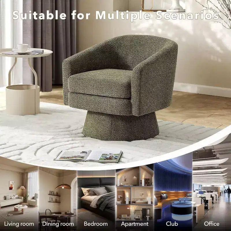 360Modern Swivel Accent Sofa Chair,Cozy Round Chenille Fabricm,Round Armchair Single Sofa with Arms, for Living Room
