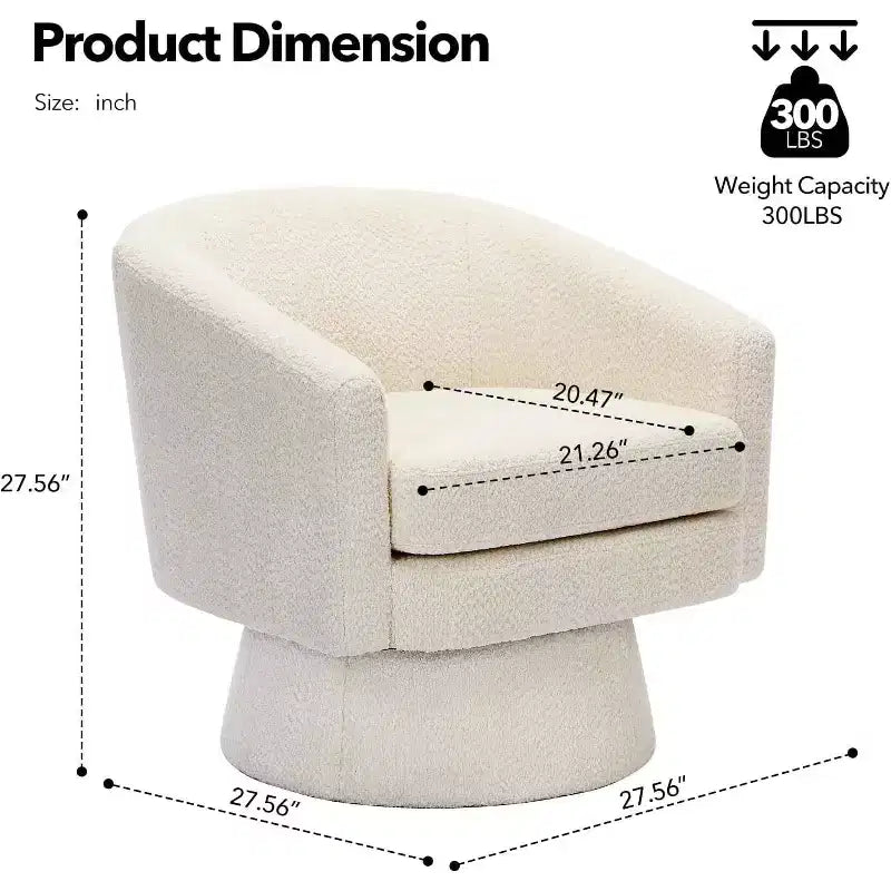 360Modern Swivel Accent Sofa Chair,Cozy Round Chenille Fabricm,Round Armchair Single Sofa with Arms, for Living Room