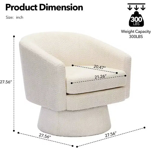 Sillón giratorio 360 Modern, sofá individual redondo y cómodo de tela de chenilla con apoyabrazos para sala de estar
