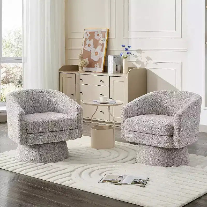360Modern Swivel Accent Sofa Chair,Cozy Round Chenille Fabricm,Round Armchair Single Sofa with Arms, for Living Room