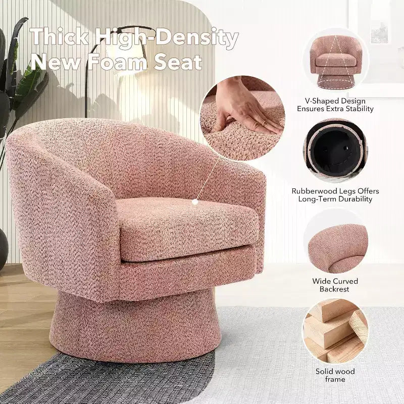 360Modern Swivel Accent Sofa Chair,Cozy Round Chenille Fabricm,Round Armchair Single Sofa with Arms, for Living Room