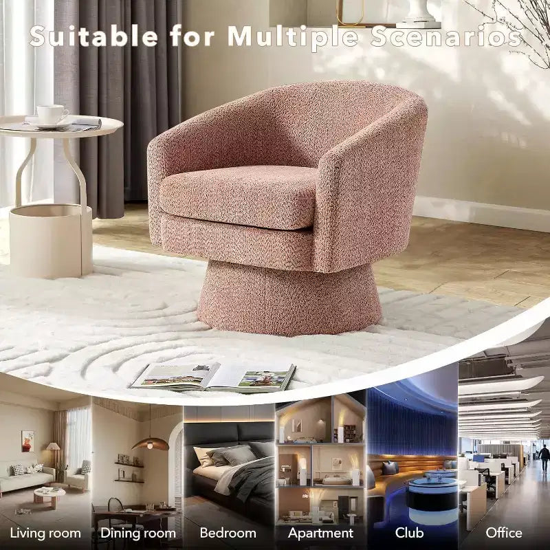 360Modern Swivel Accent Sofa Chair,Cozy Round Chenille Fabricm,Round Armchair Single Sofa with Arms, for Living Room
