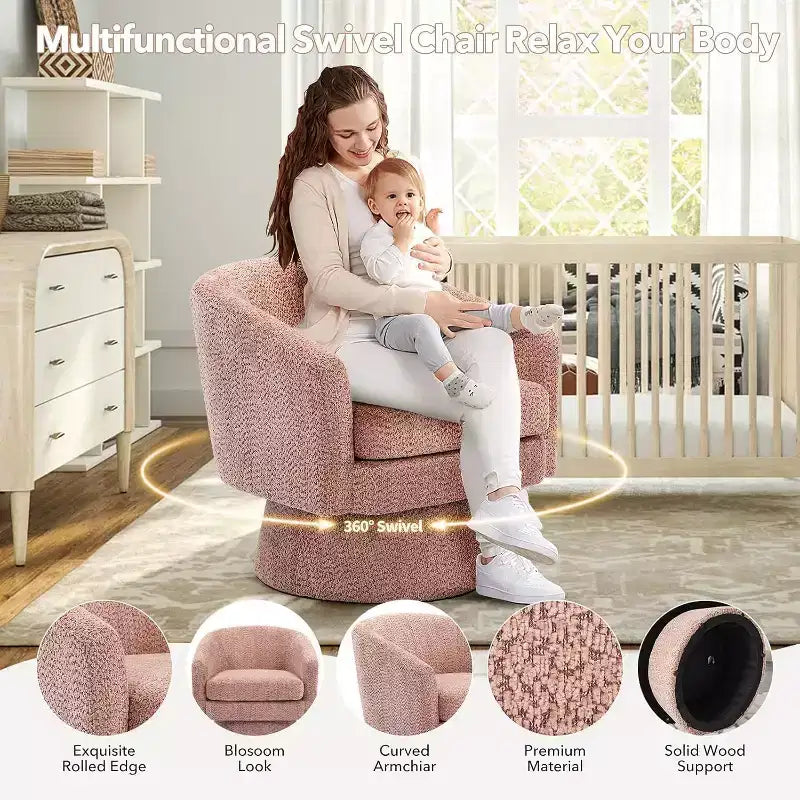 360Modern Swivel Accent Sofa Chair,Cozy Round Chenille Fabricm,Round Armchair Single Sofa with Arms, for Living Room