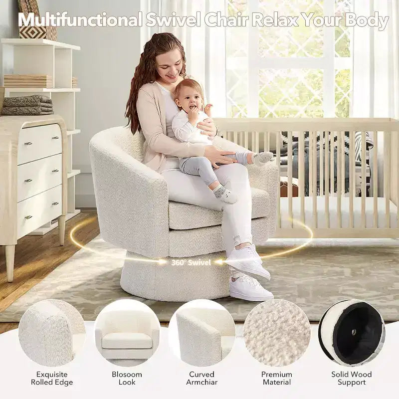 360Modern Swivel Accent Sofa Chair,Cozy Round Chenille Fabricm,Round Armchair Single Sofa with Arms, for Living Room