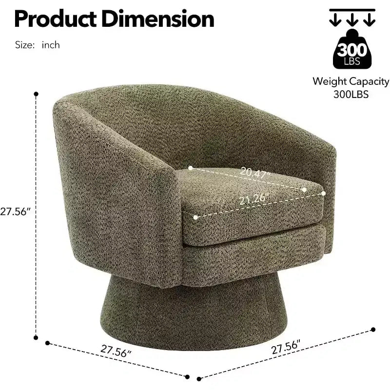 360Modern Swivel Accent Sofa Chair,Cozy Round Chenille Fabricm,Round Armchair Single Sofa with Arms, for Living Room