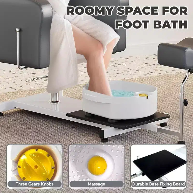 Reclining Pedicure Chair Sofa with Stool, Footrest & Massage Foot Basin,for Foot Bath Pedicure Chairs, Beauty Spa Salon