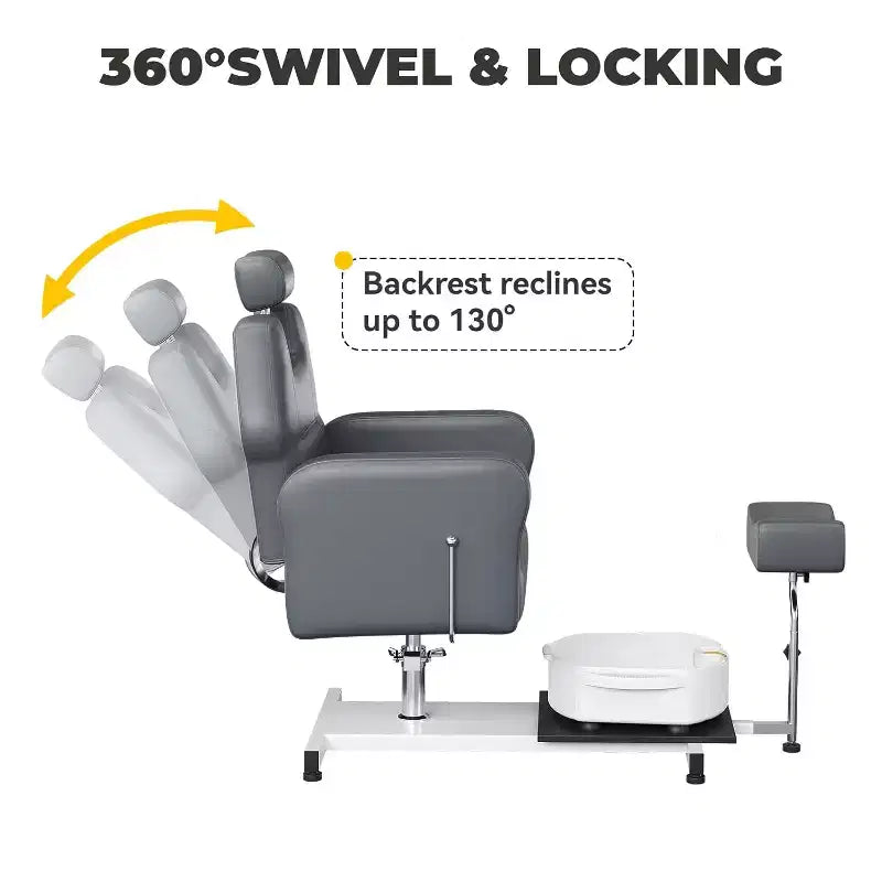 Reclining Pedicure Chair Sofa with Stool, Footrest & Massage Foot Basin,for Foot Bath Pedicure Chairs, Beauty Spa Salon