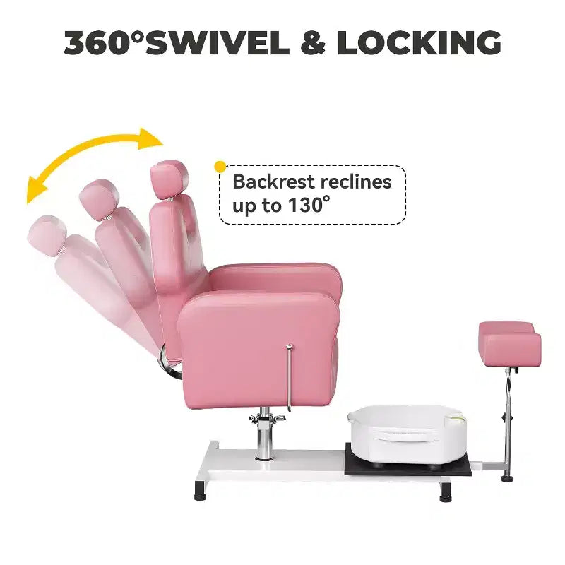 Reclining Pedicure Chair Sofa with Stool, Footrest & Massage Foot Basin,for Foot Bath Pedicure Chairs, Beauty Spa Salon