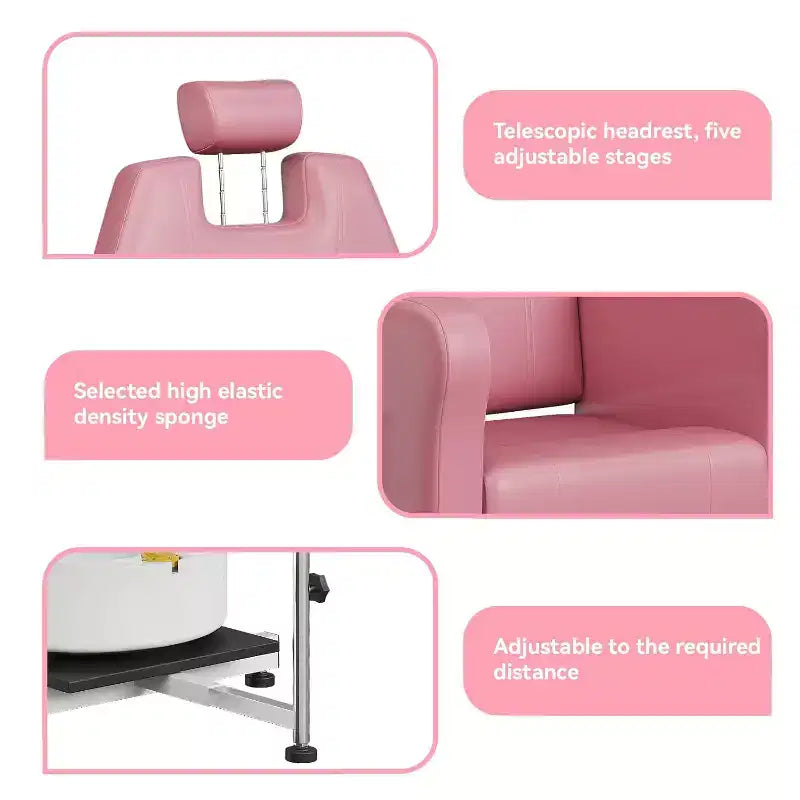 Reclining Pedicure Chair Sofa with Stool, Footrest & Massage Foot Basin,for Foot Bath Pedicure Chairs, Beauty Spa Salon