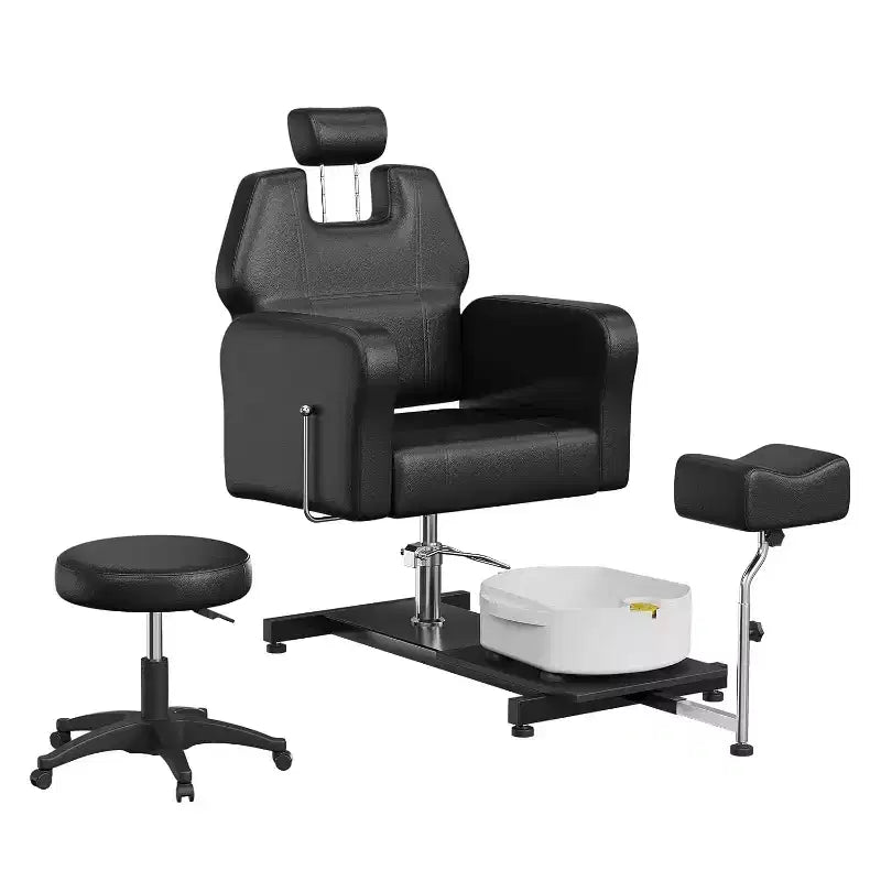 Reclining Pedicure Chair Sofa with Stool, Footrest & Massage Foot Basin,for Foot Bath Pedicure Chairs, Beauty Spa Salon