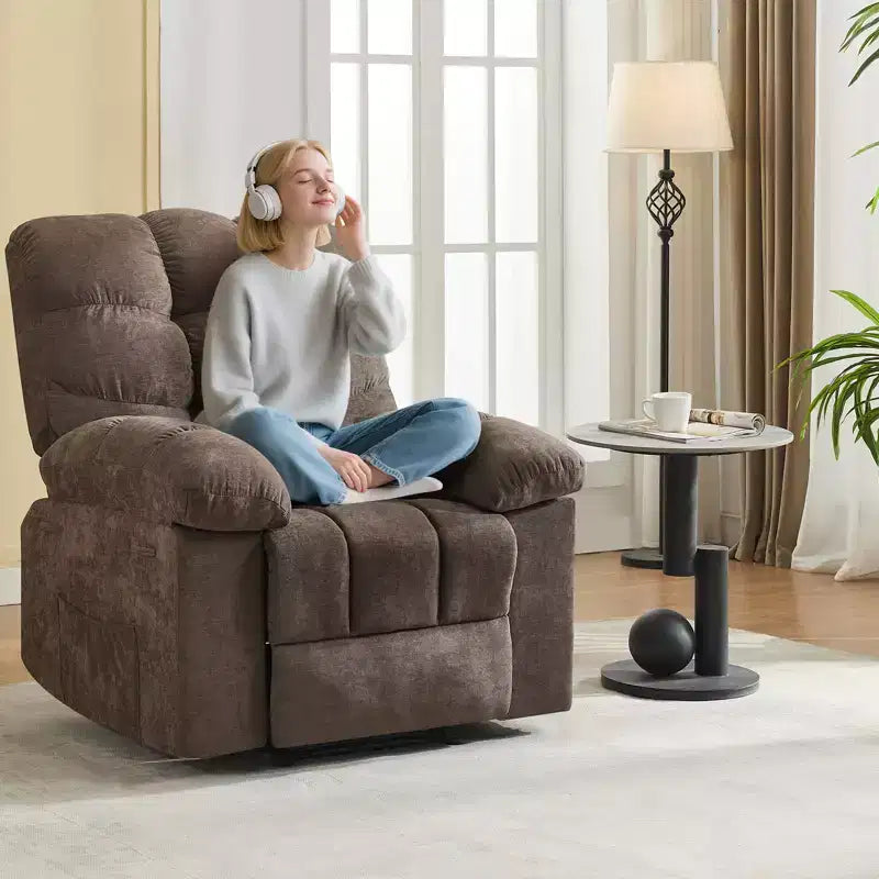 Rocking Recliner Chair with Massage and Heat Function, Ergonomic Breathable Fabric,2 Side Pockets ,for Living Room,Bedroom