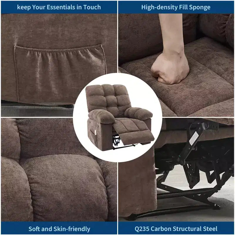 Rocking Recliner Chair with Massage and Heat Function, Ergonomic Breathable Fabric,2 Side Pockets ,for Living Room,Bedroom