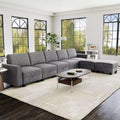 140 Large U Shaped Sectional Couch with Ottoman Chaise, Convertible Modular Sectional Sofa with Ottomans with 7 Seat for Living Room, Office - Gray