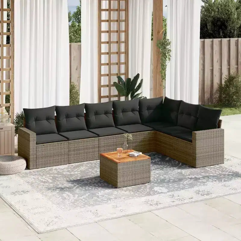vidaXL Salon de jardin gris, gris foncé, marron