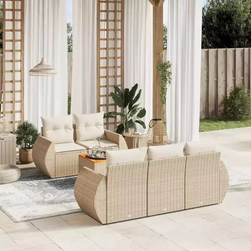 vidaXL Salon de jardin modulaire Beige Résine tressée Matériaux résistants aux UV