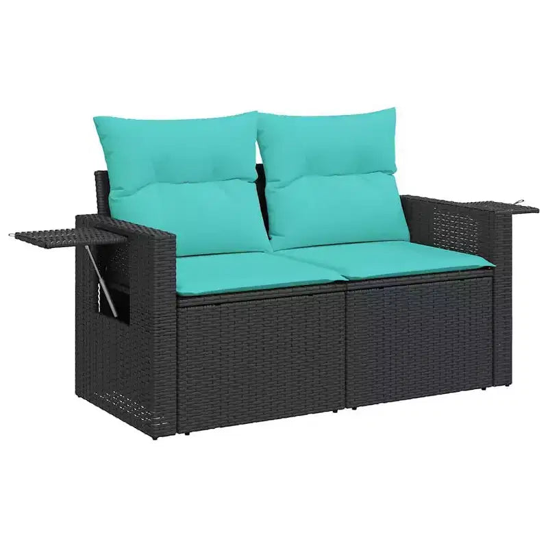 vidaXL Juego de sofás de patio con cojines, mesa y sillones, 9 piezas, ratán PE - Negro sin almacenamiento