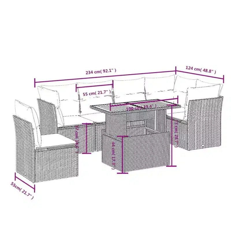 vidaXL Garden Sofa Set Dark Grey, Grey