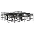 vidaXL Patio Dining Set with Cushions Outdoor Table and Chair Black Poly Rattan