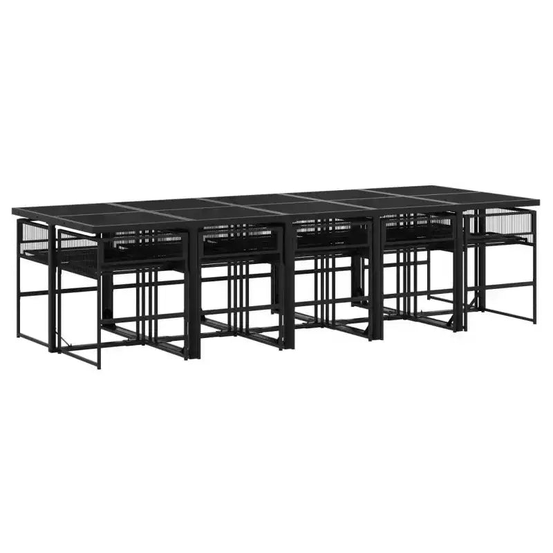 vidaXL Patio Dining Set with Cushions Outdoor Table and Chair Black Poly Rattan
